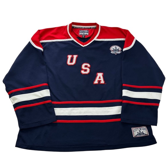 Steve & Barrys Athletic Dept USA Hockey Jersey Pullover Blue Red Mens XXL - Picture 8 of 8